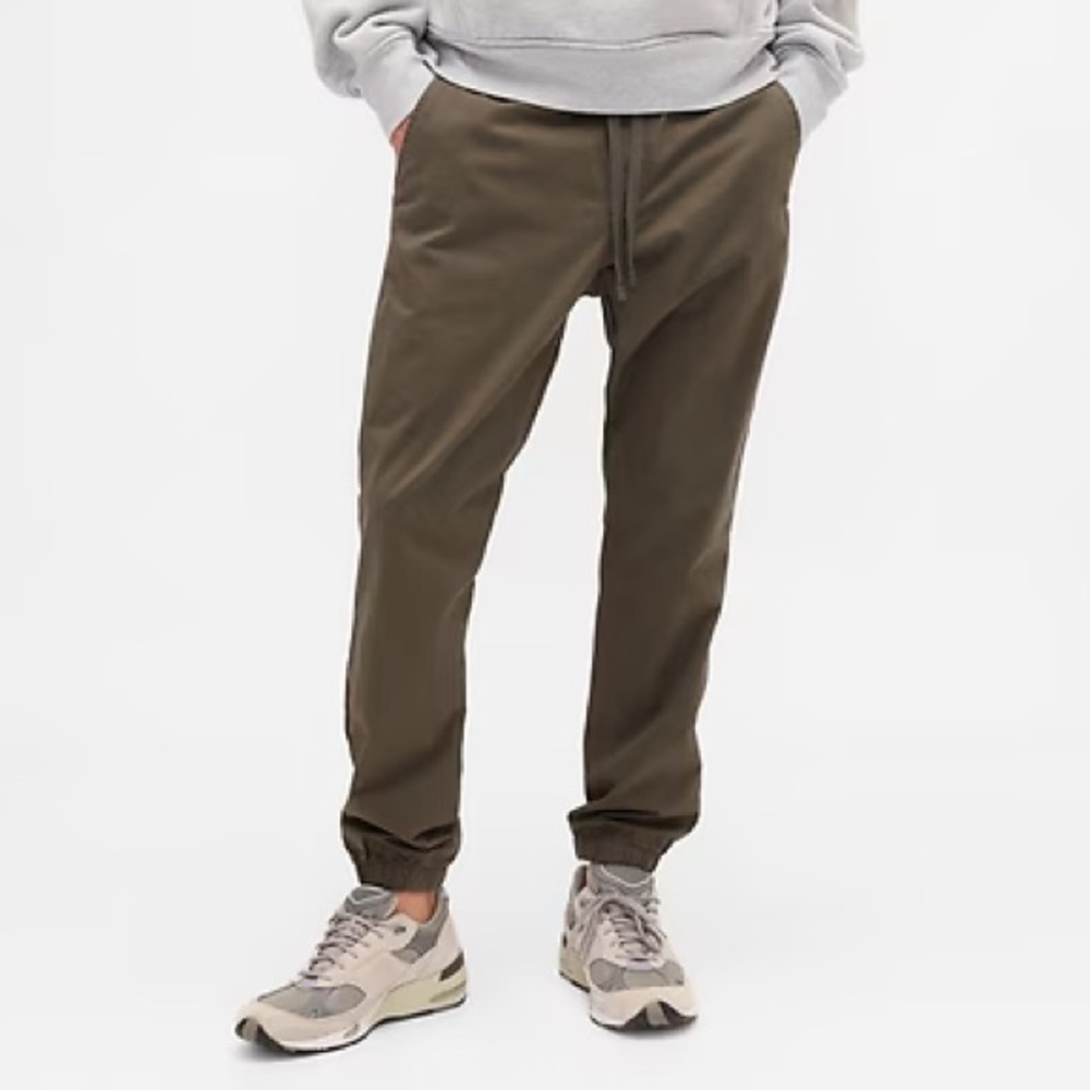NWT GAP Canvas Slim Joggers Olive Green Army Khaki Men’s XL Cotton Twill Stretch